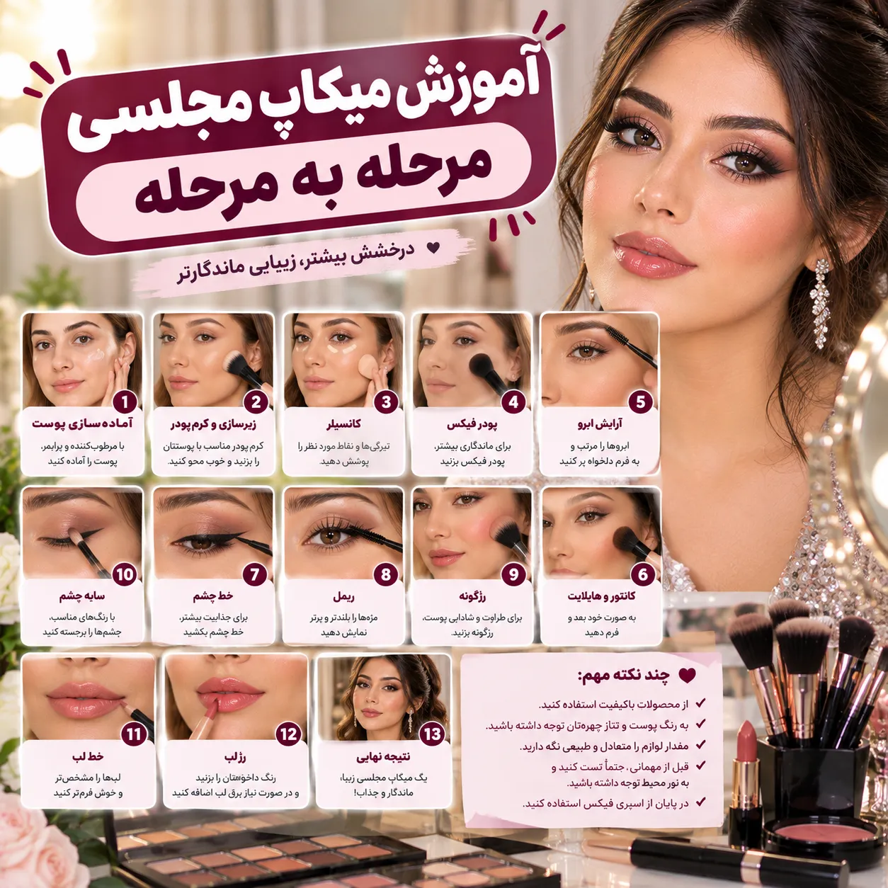 آموزش میکاپ مجلسی مرحله به مرحله آموزش میکاپ مجلسی مرحله به مرحله